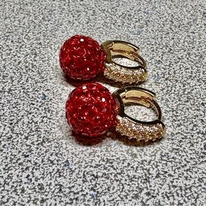 Elegant Red and Gold Crystal Earrings-Huggies style